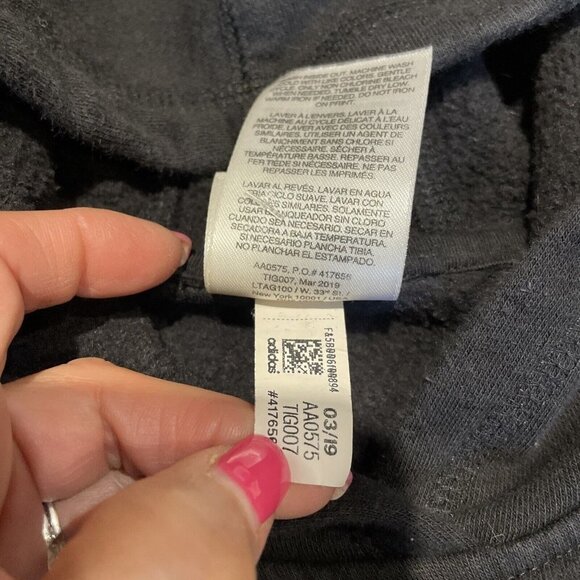 ADIDAS Boys Signature HoodieSweatshirt  Sz Large 14/16 Black with White Stripes - Picture 9 of 11